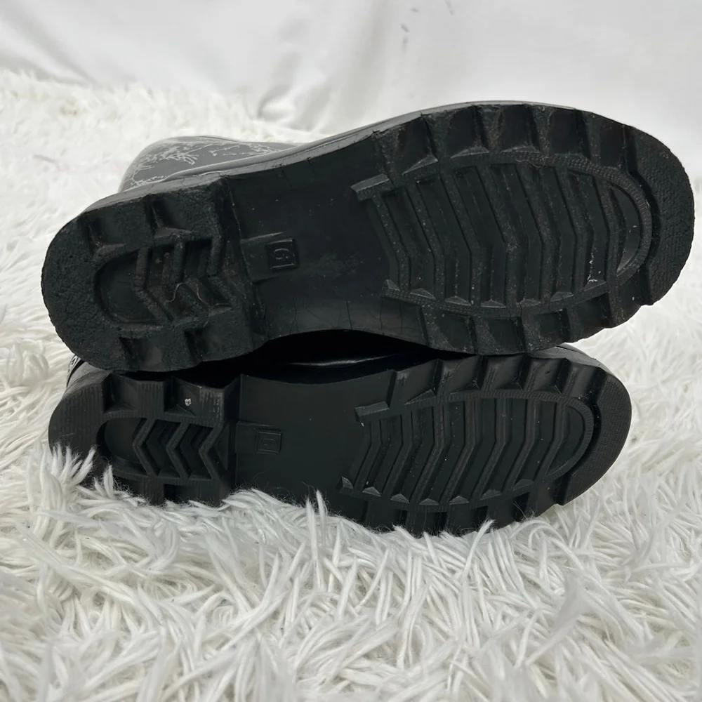Sporto Rain Boots Womens 6 Black Wendy Mid Calf Tree Rainboot Rubber Waterproof